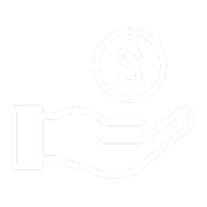 Line drawing of hand with dollar sign representing Solar Cost Savings Non-Profit