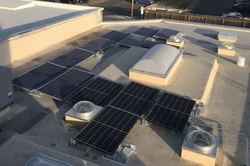 commercial roof with solar panels