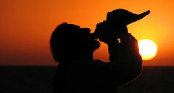 man with sunset in background