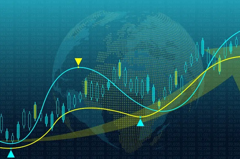 Illustration of stock donations on blue background with globe