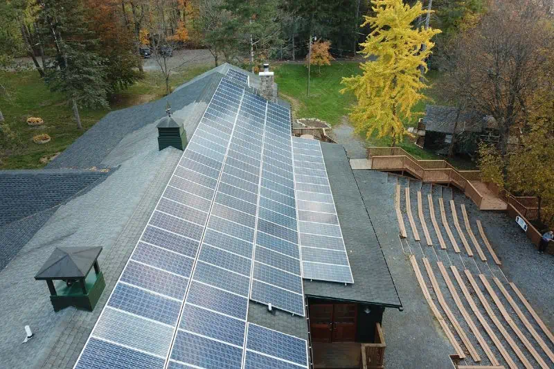 roof with solar panels full length of the roof