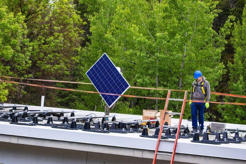 solar panels being installed at glacier national park