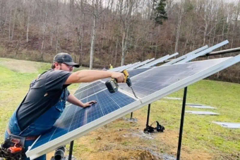 solar panels being installed