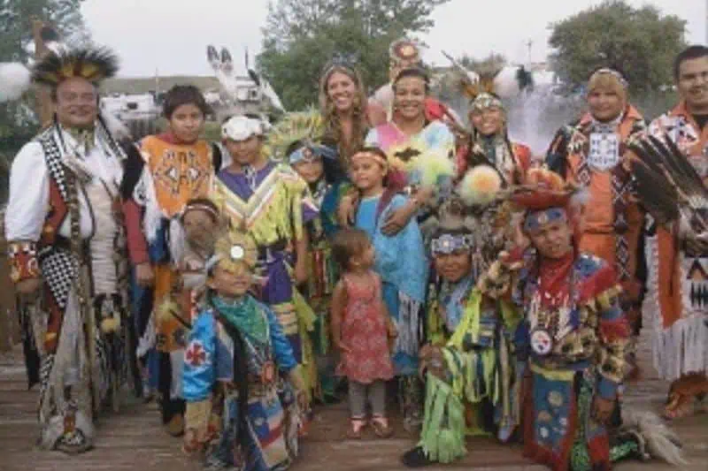 group of people in native american dress