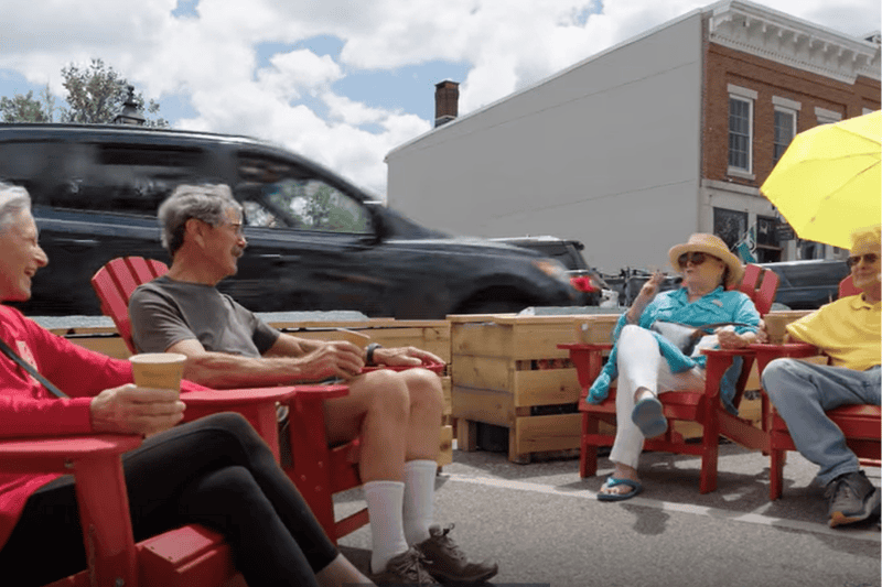 Residents of Waldo County sitting in lounge chairs